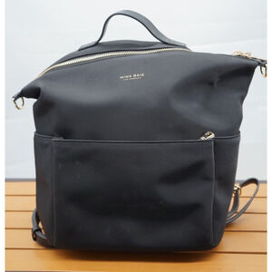 Mina Baie Stevie Black Nylon/Black Chrome Baby Diaper Bag, Tote, Backpack
